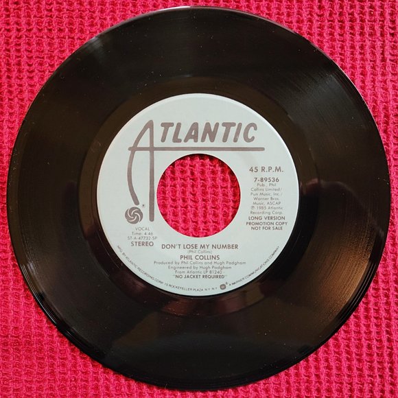 VINYL COLLECTORS -> Phil Collins - RARE Promo Copy 45RPM - Don't Lose My Number - Picture 3 of 4